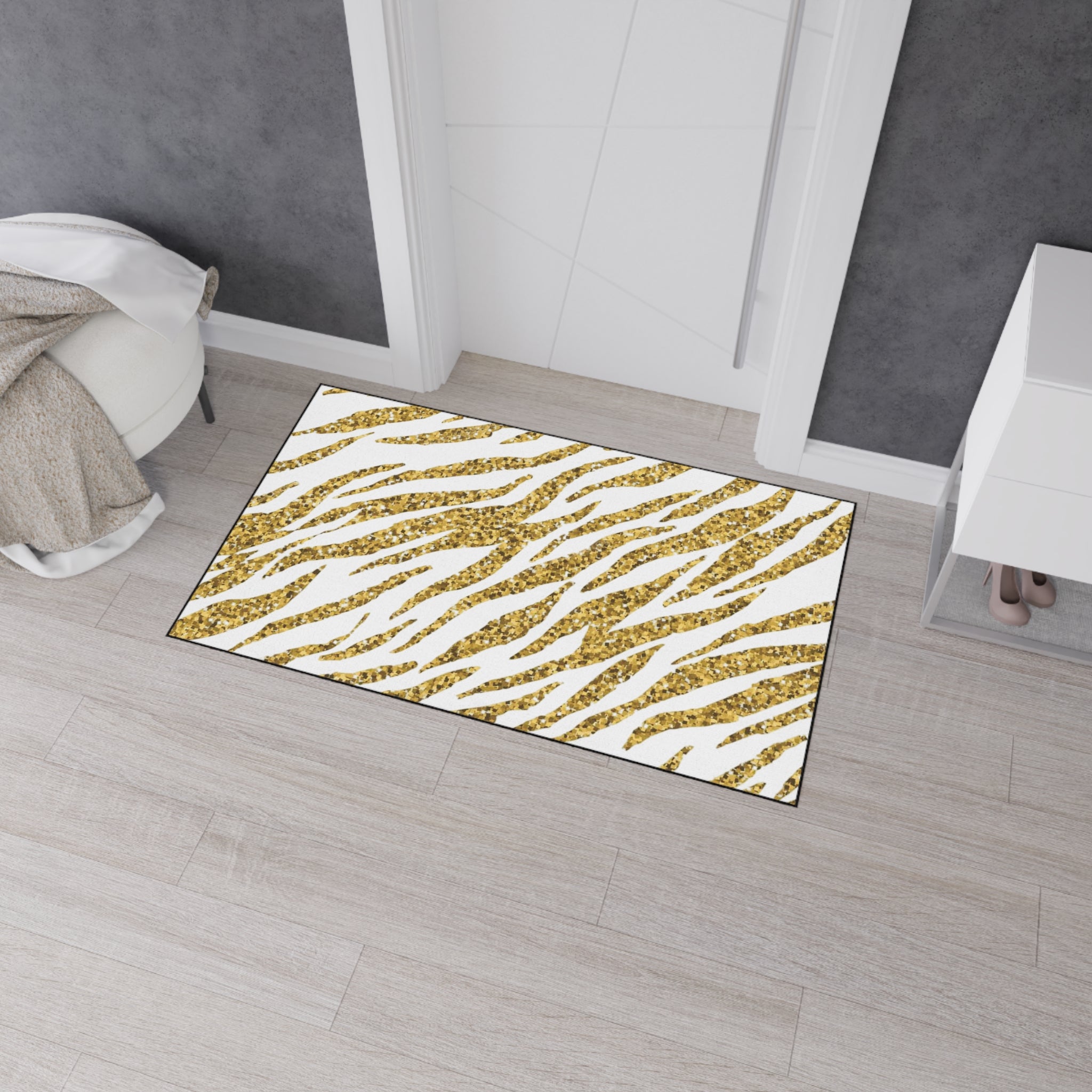 Gold Zebra Heavy-Duty Floor Mat — Non-Slip Entrance Rug