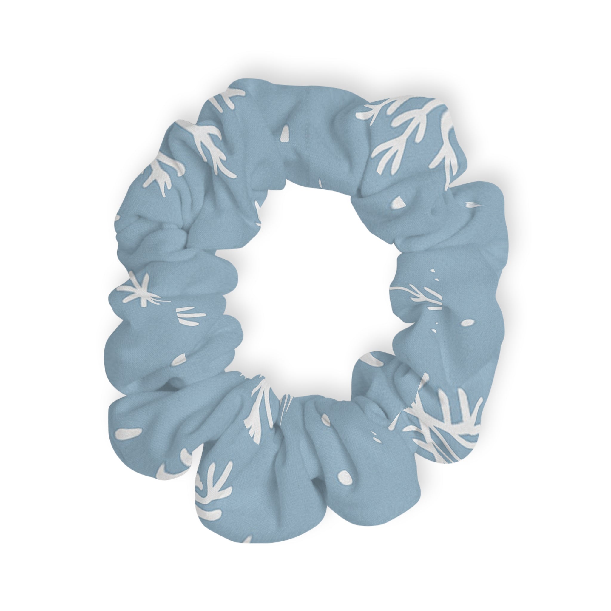Blue Vine Print Scrunchie — Soft Botanical Hair Accessory