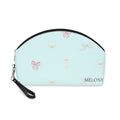 Bow Pattern Makeup Bag — Pastel Blue Cosmetic Pouch with Pink Bows