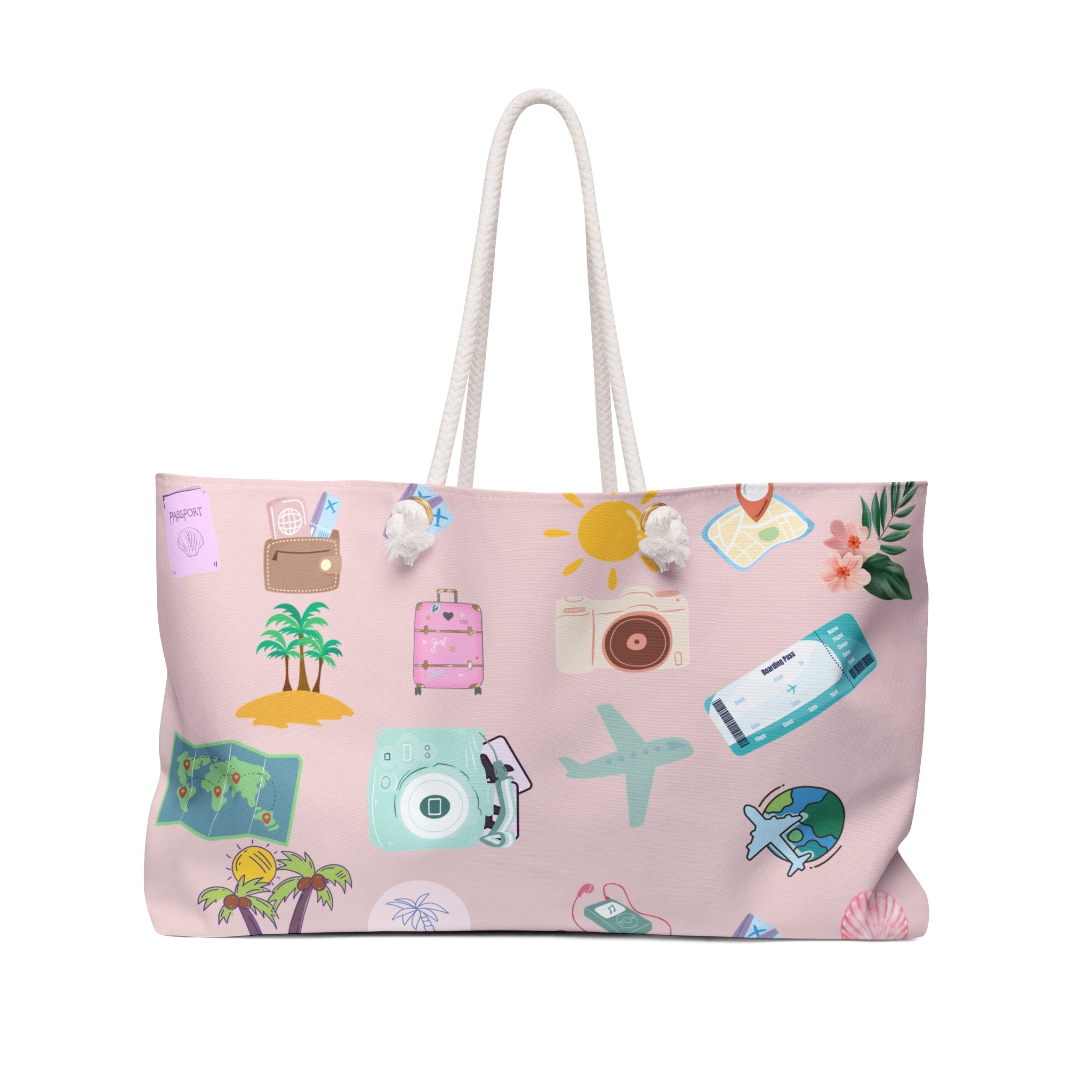 Travel Weekender Bag — Cute Vacation Icons Duffel Tote