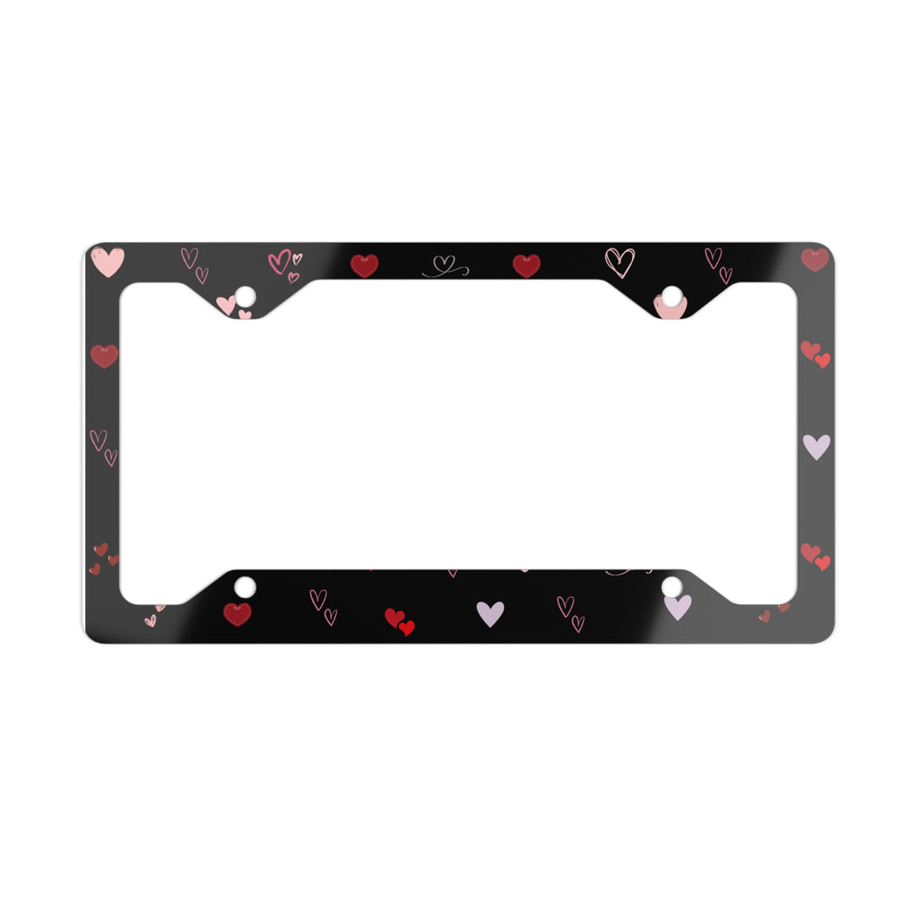 Heart Pattern Metal License Plate Frame — Cute Valentine Car Accessory