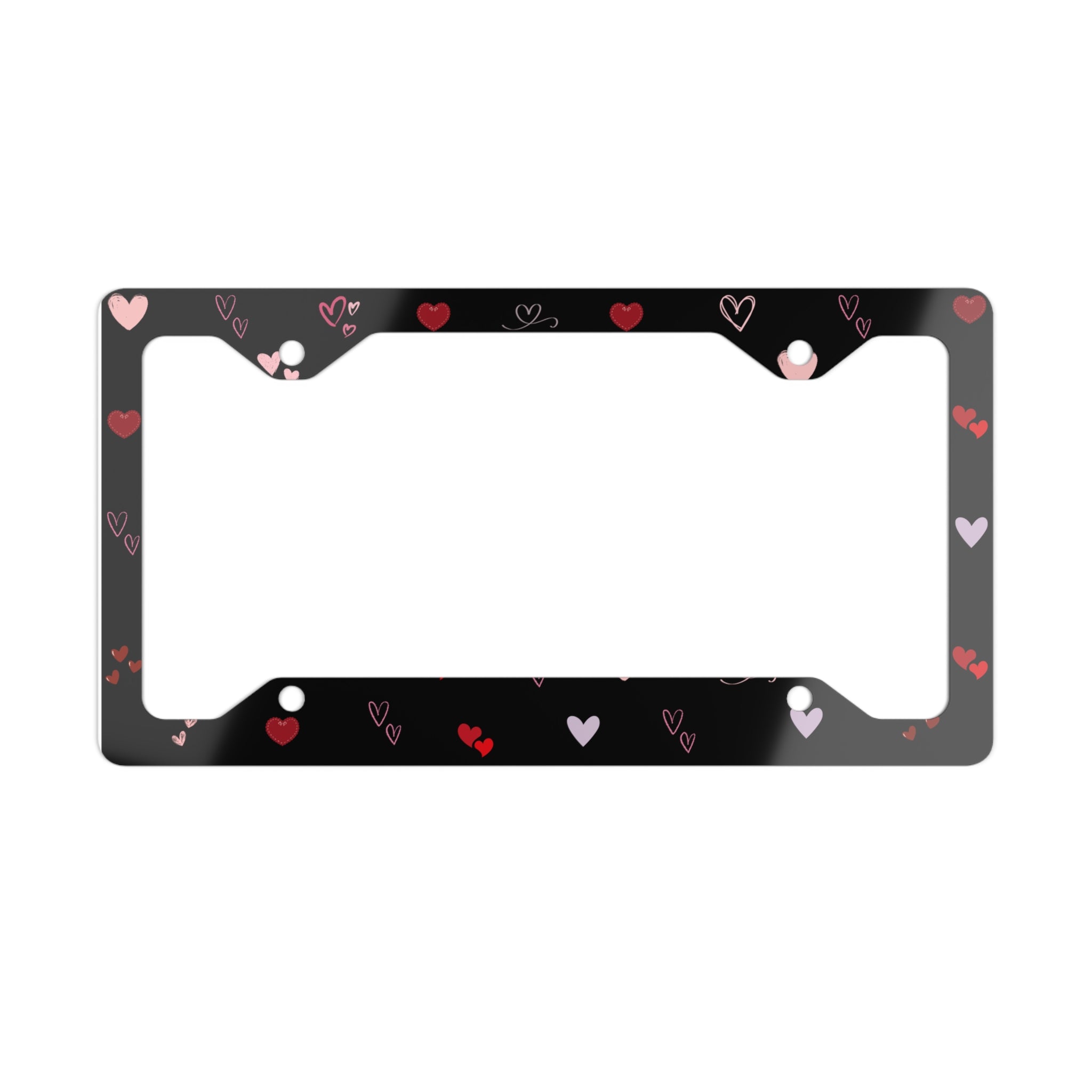 Heart Pattern Metal License Plate Frame — Cute Valentine Car Accessory