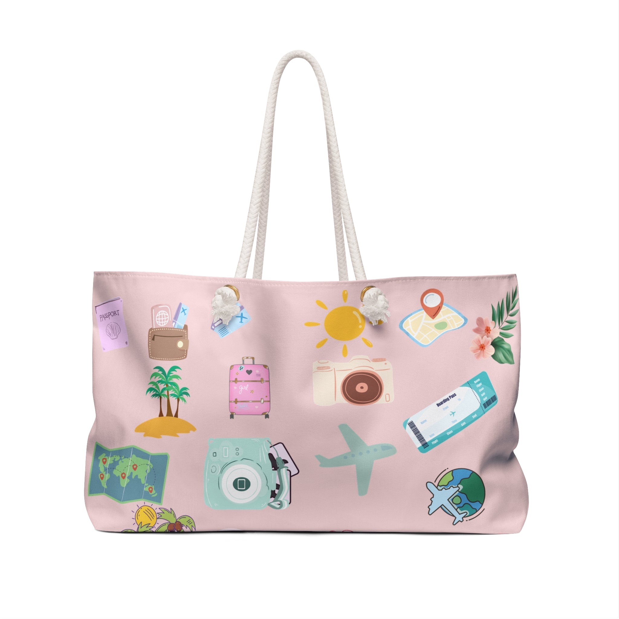 Travel Weekender Bag — Cute Vacation Icons Duffel Tote