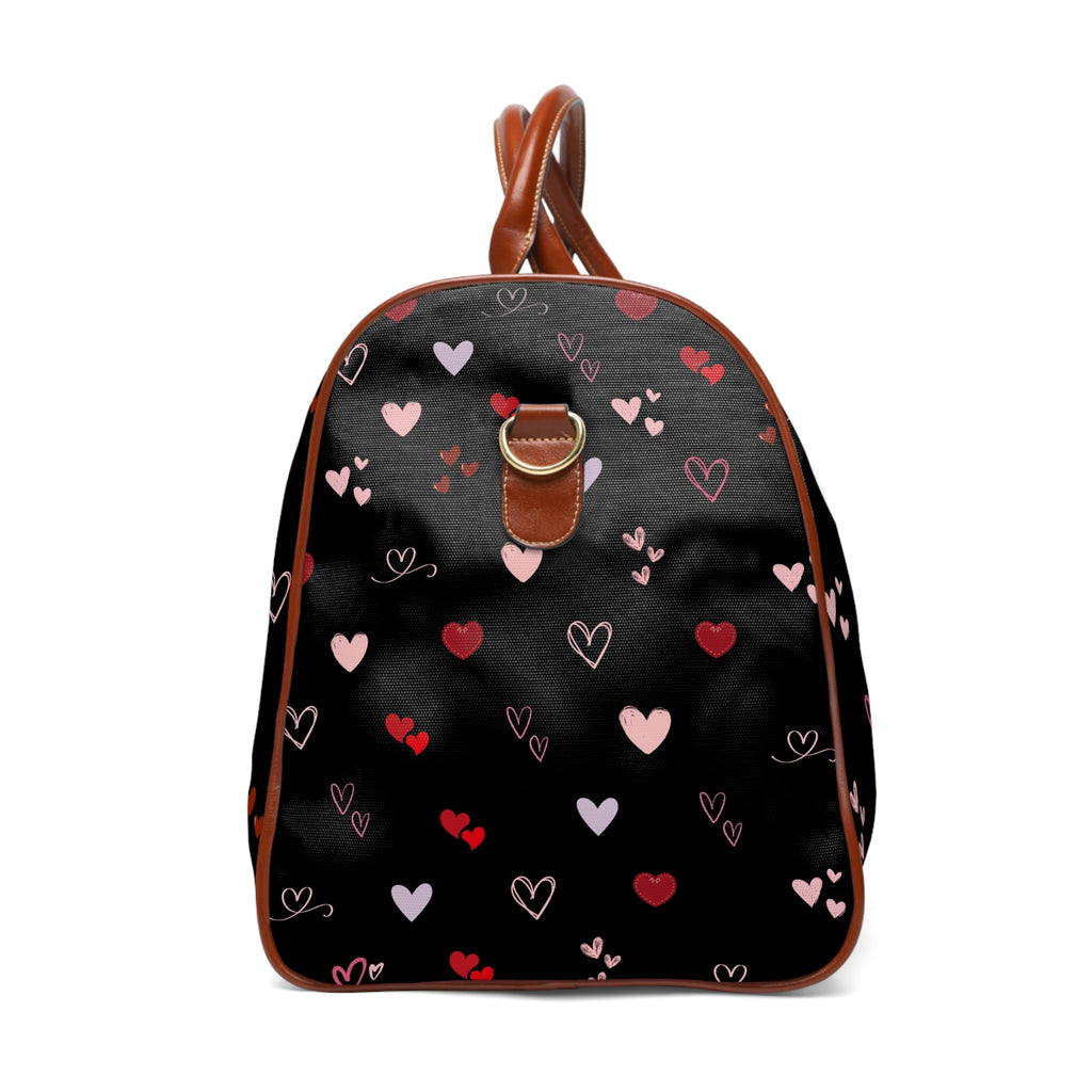 Scattered Heart Pattern Waterproof Travel Bag | Weekend Duffel