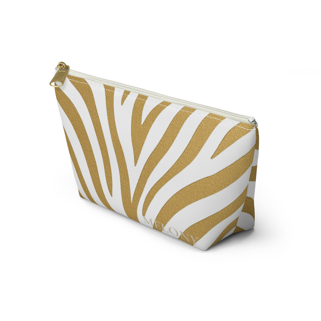 Gold Zebra Accessory Pouch — Travel Organizer