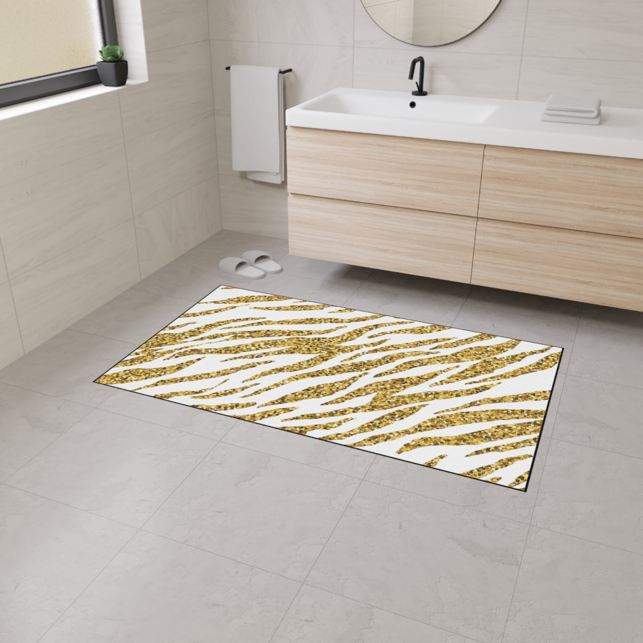 Gold Zebra Heavy-Duty Floor Mat — Non-Slip Entrance Rug