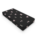Black Floral Bow Baby Changing Pad Cover — Pink Bow Pattern Nursery Accessory