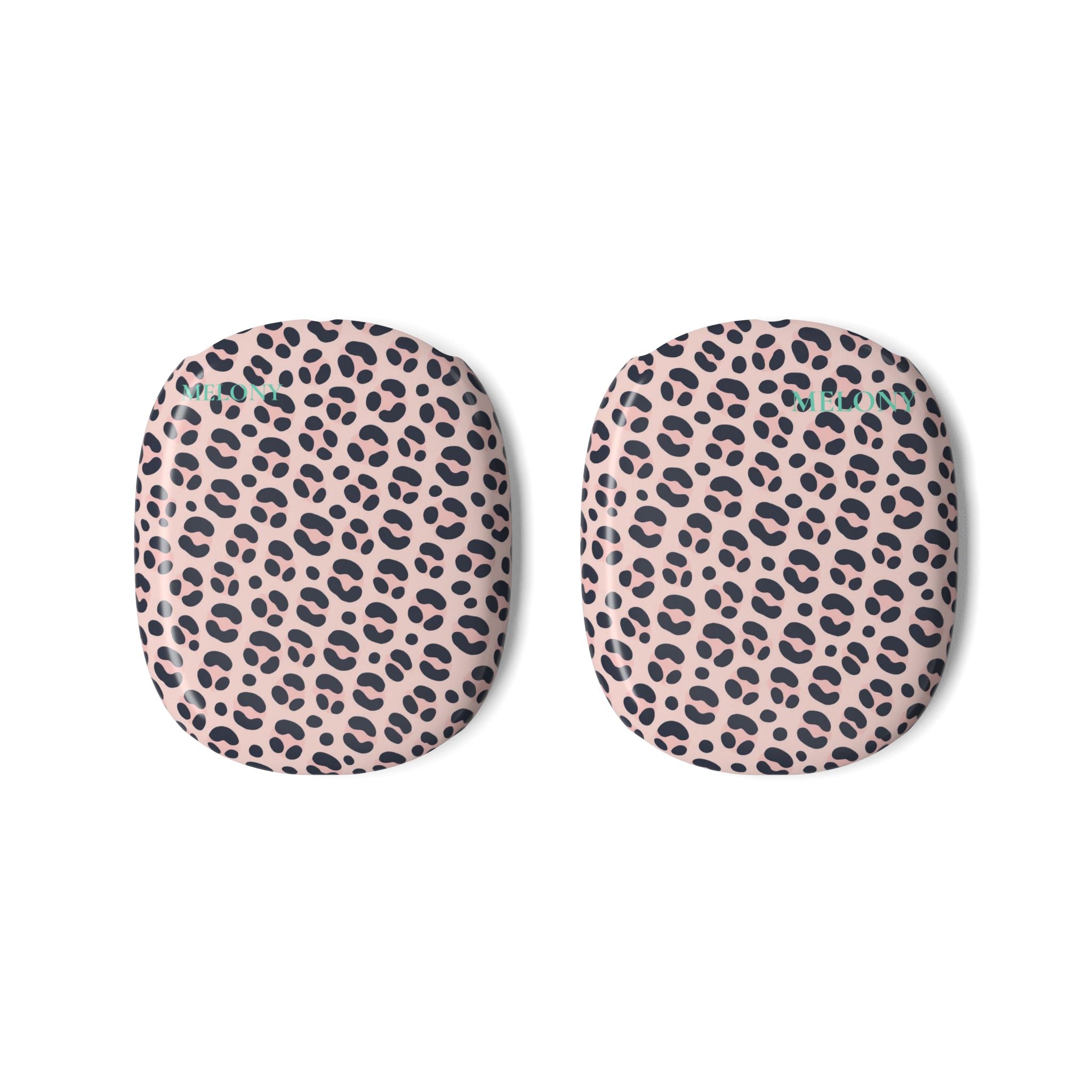 Leopard Print AirPods Max Case — Pink AOP Cover with Teal Name Accent