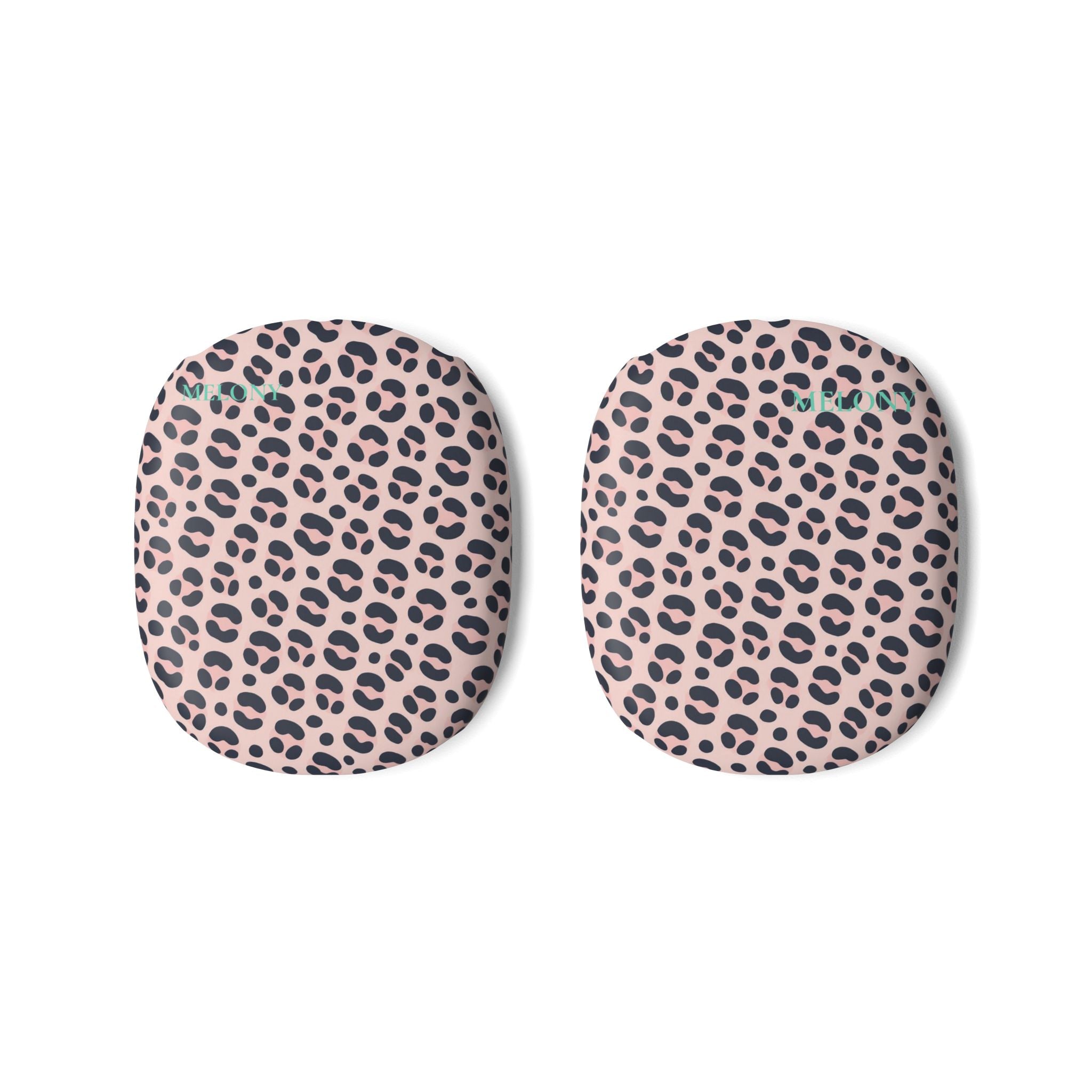 Leopard Print AirPods Max Case — Pink AOP Cover with Teal Name Accent