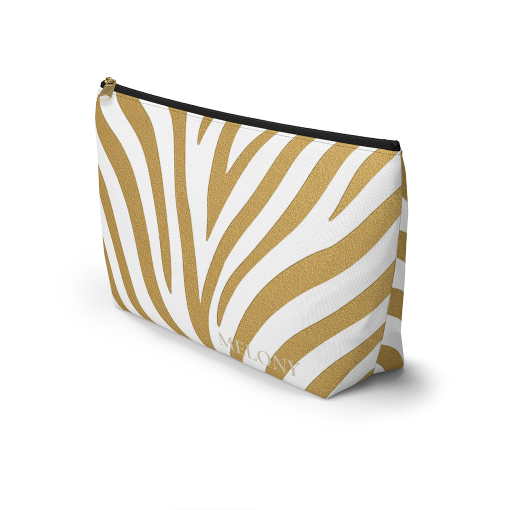 Gold Zebra Accessory Pouch — Travel Organizer
