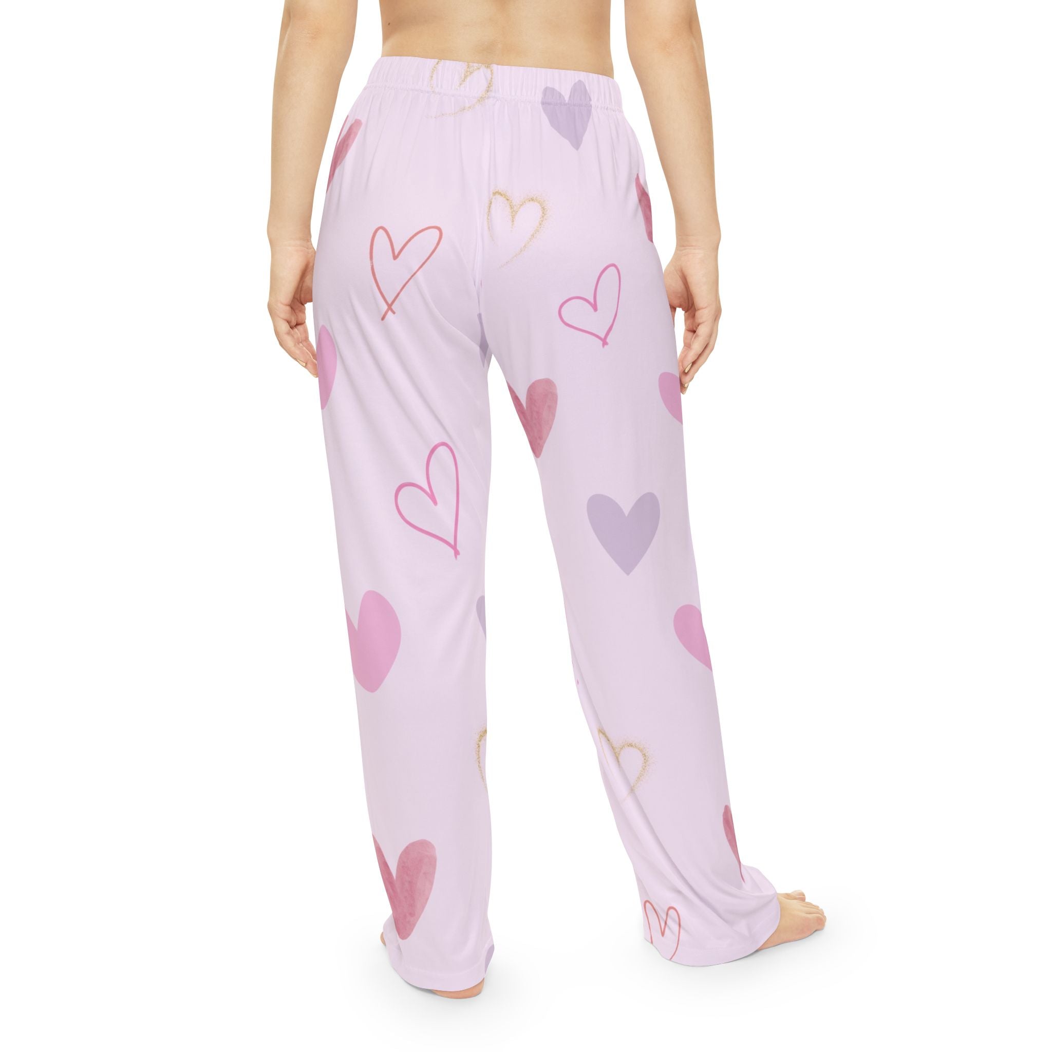 Women's Heart Print Pajama Pants — Pink Valentine Lounge Sleepwear