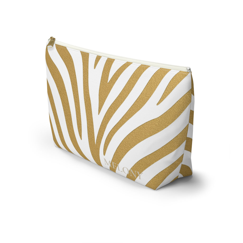 Gold Zebra Accessory Pouch — Travel Organizer