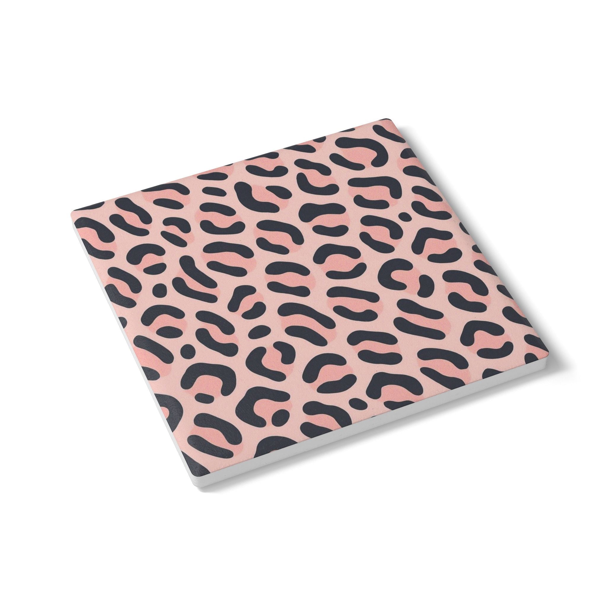 Pink Leopard Ceramic Coaster — Stylish Animal Print Drink Coaster