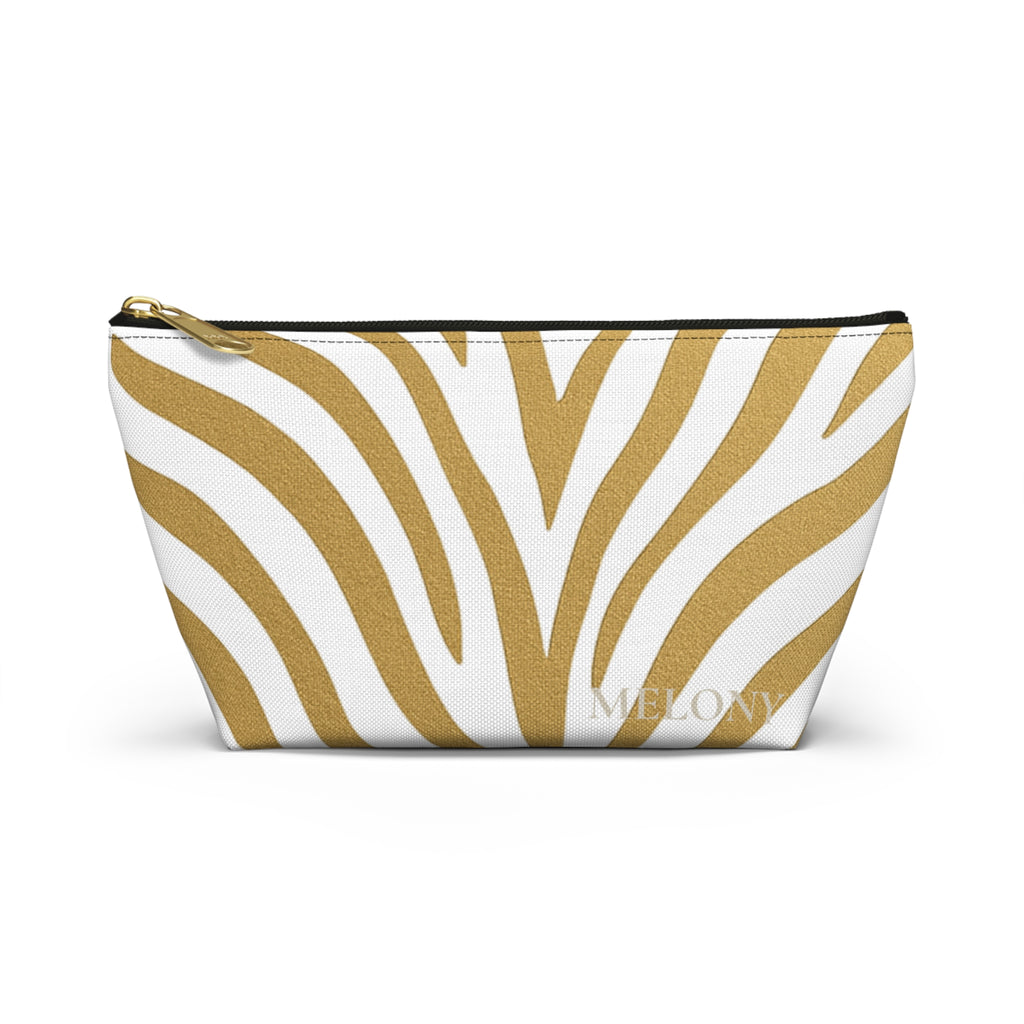 Gold Zebra Accessory Pouch — Travel Organizer
