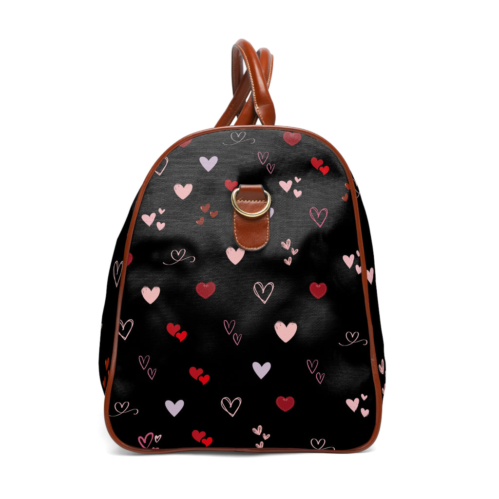 Scattered Heart Pattern Waterproof Travel Bag | Weekend Duffel