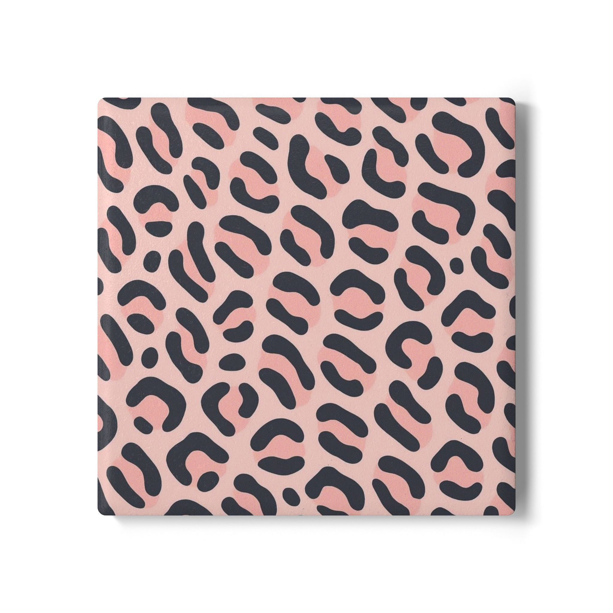 Pink Leopard Ceramic Coaster — Stylish Animal Print Drink Coaster