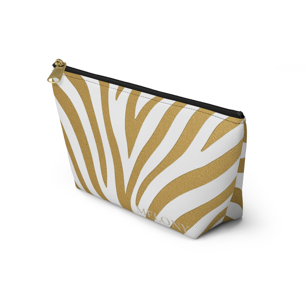 Gold Zebra Accessory Pouch — Travel Organizer