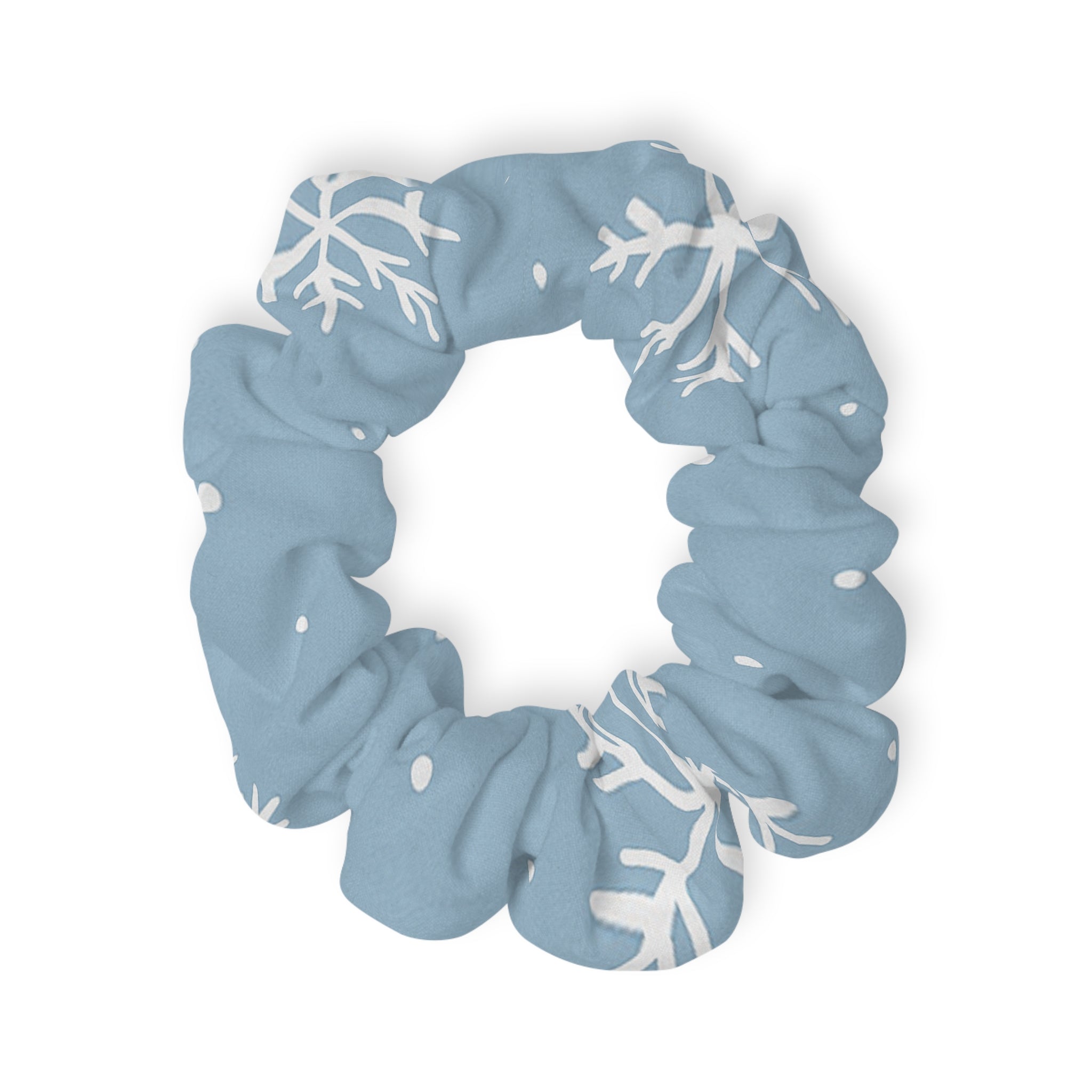 Blue Vine Print Scrunchie — Soft Botanical Hair Accessory