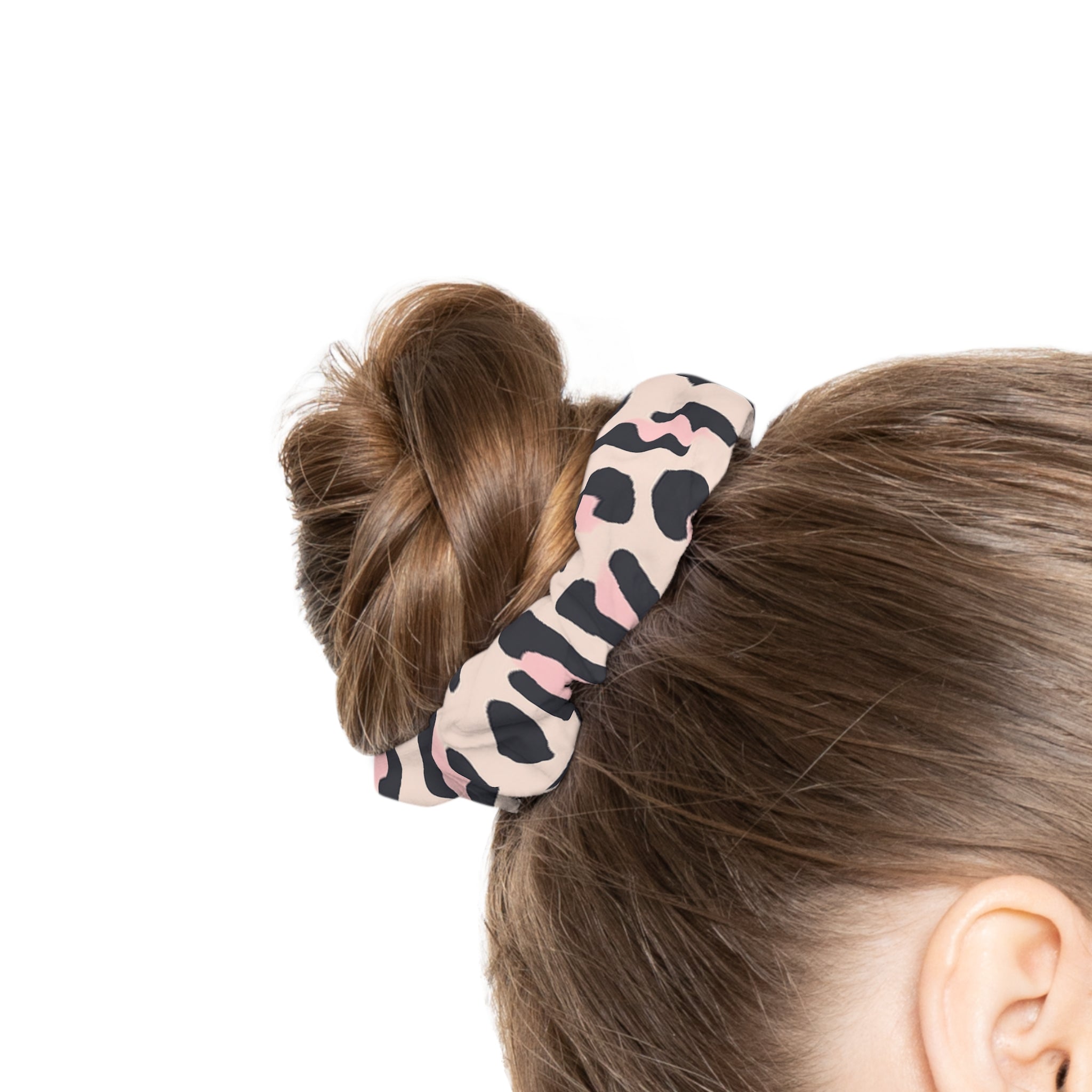 Pink Leopard Print Scrunchie – Cute Animal Print Hair Accessory