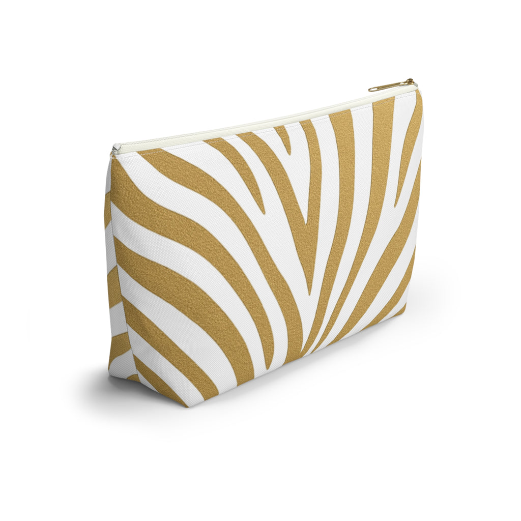 Gold Zebra Accessory Pouch — Travel Organizer